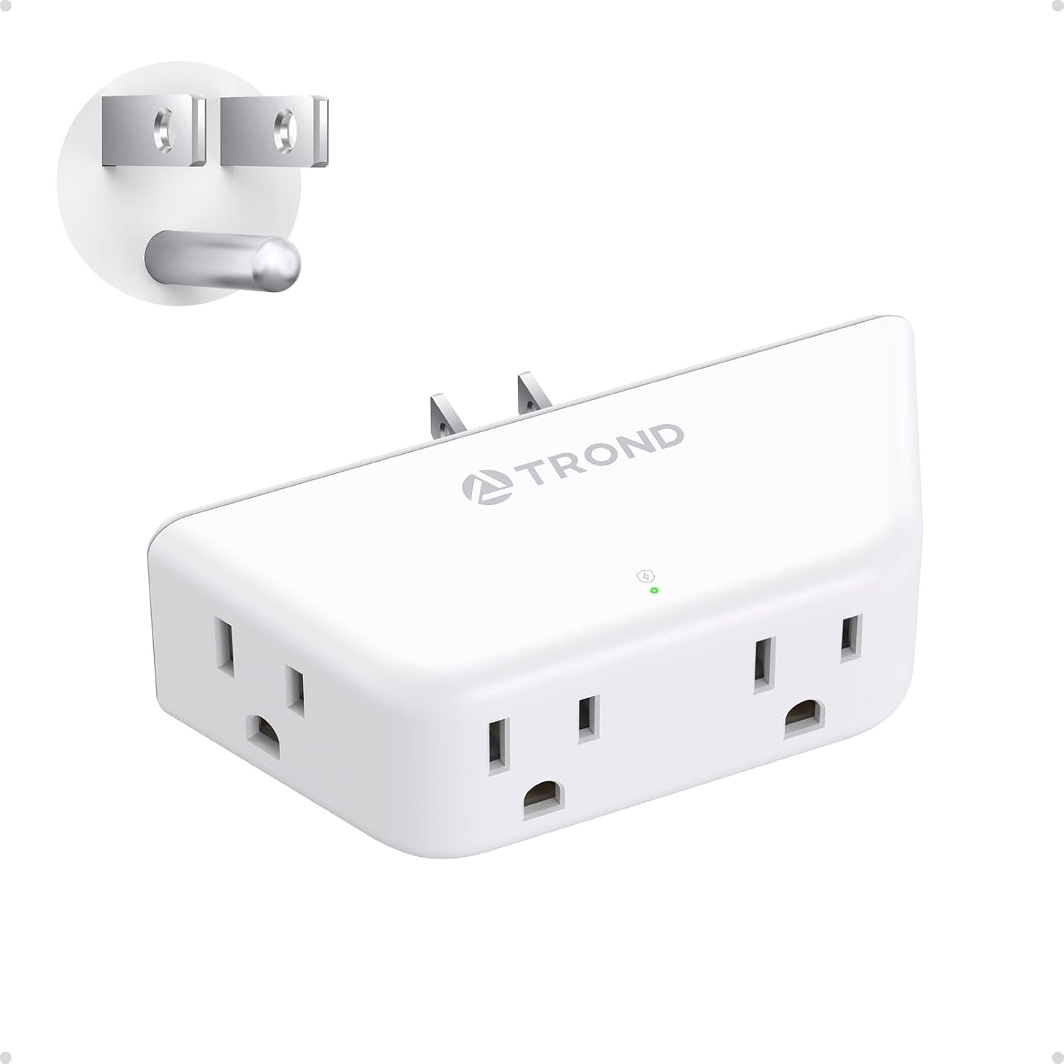 TROND Outlet Extender Surge Protector, Multi Plug Wall Outlet, White