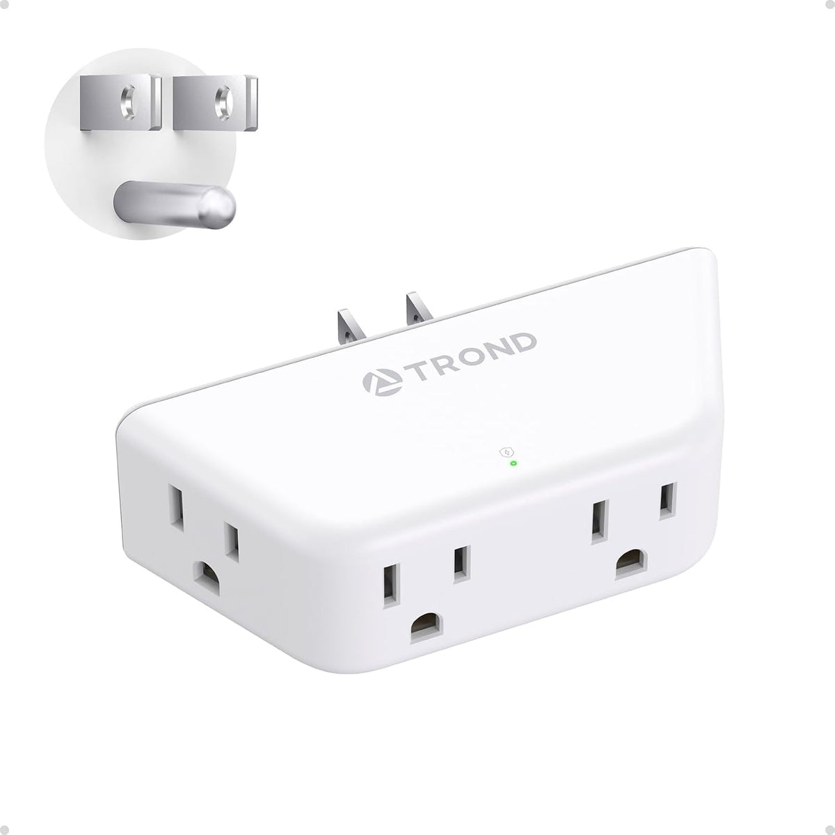 TROND Outlet Extender Surge Protector, Multi Plug Wall Outlet, White