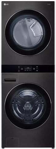 LG 27 Inch Smart Gas Single Unit WashTower with 5.0 cu. ft. Washer Capacity, 7.4 cu. ft. Dryer Capacity in Black Steel WKGX301HBA