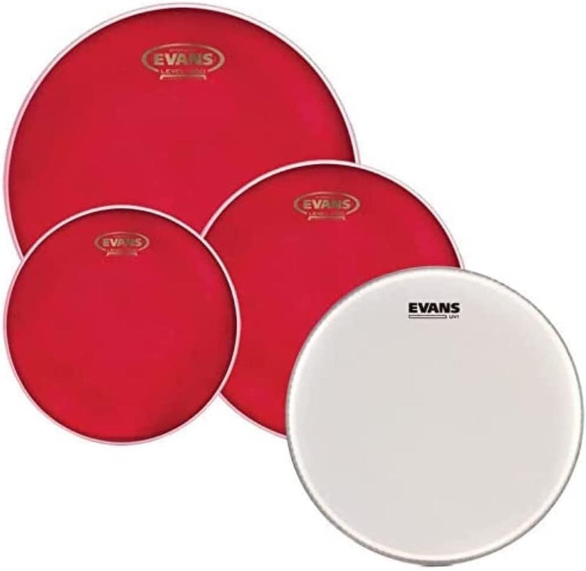 Evans Drum Heads - Hydraulic Red Standard Pack (12", 13", 16") with 14" UV1 Coated Snare Head