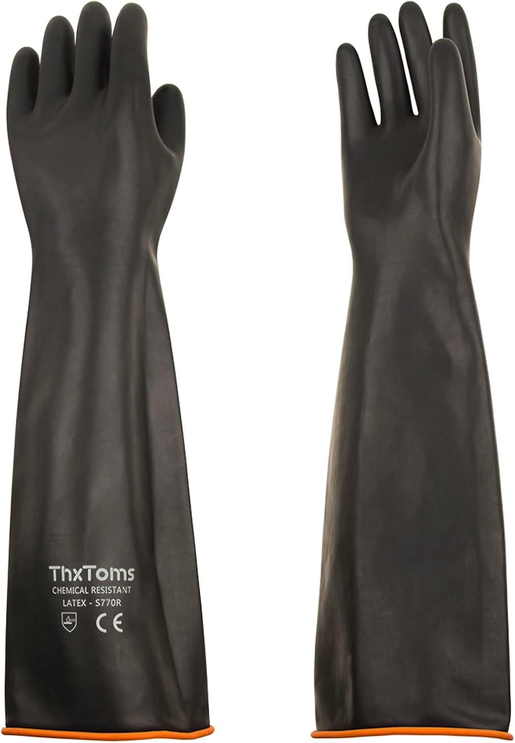 ThxToms Chemical Resistant Gloves, 28 Mil Heavy Duty Latex, 22 Inch, 1 Pair