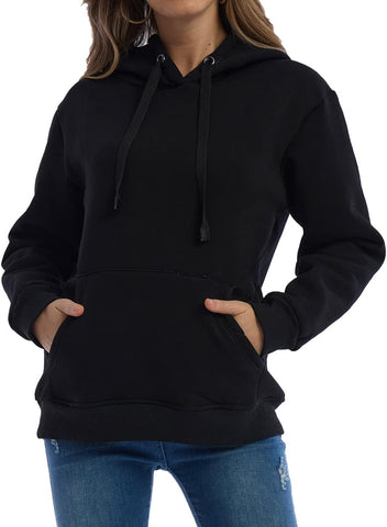 Gnveub Women's Casual Winter Warm Fleece Sherpa Lined Hooded Sweatshirt Thick Pullover Plus with Pockets