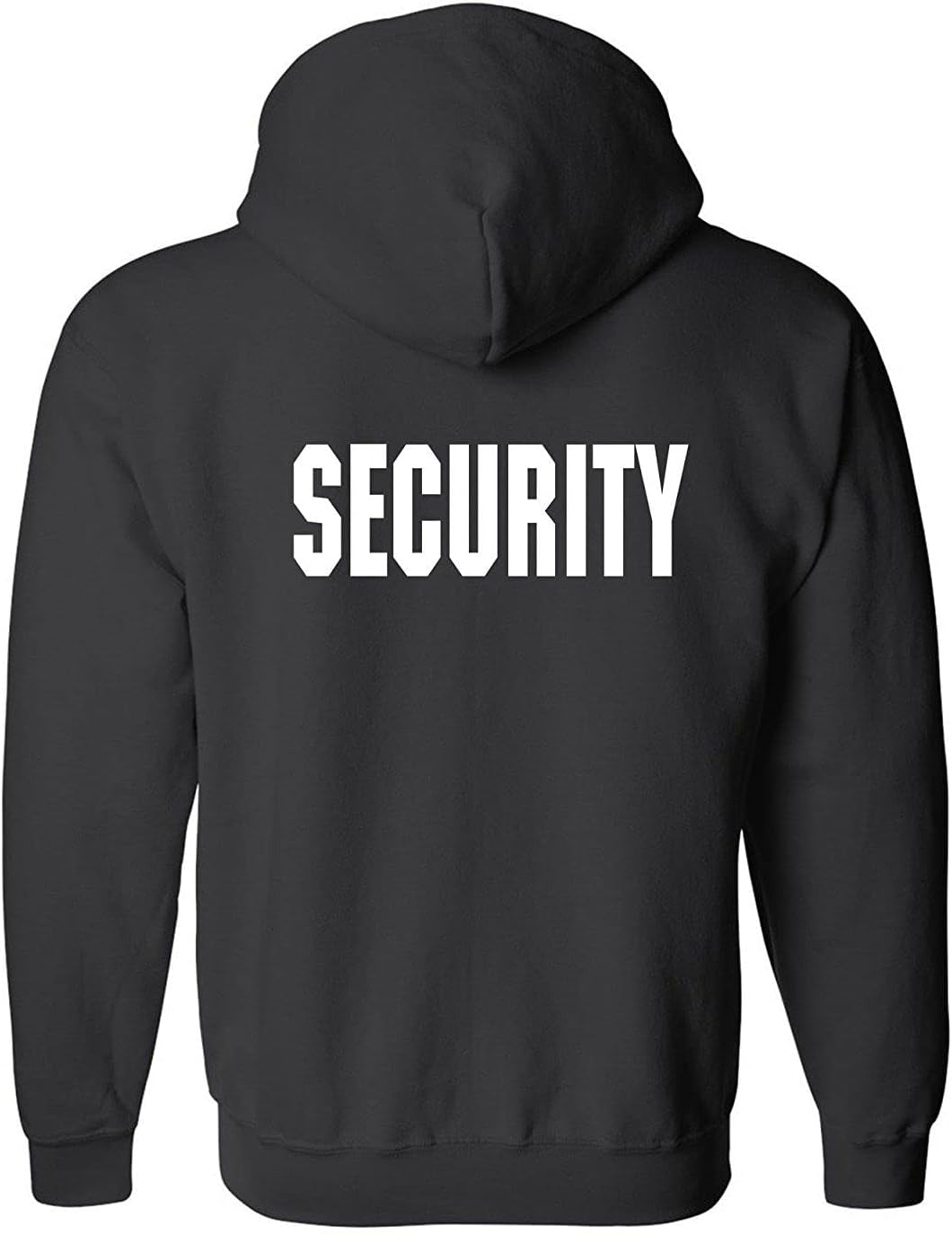 RYNO GEAR Men's Security Guard Silkscreen Front & Back Black Full Zip Hoodie, Fleece Hoodie.