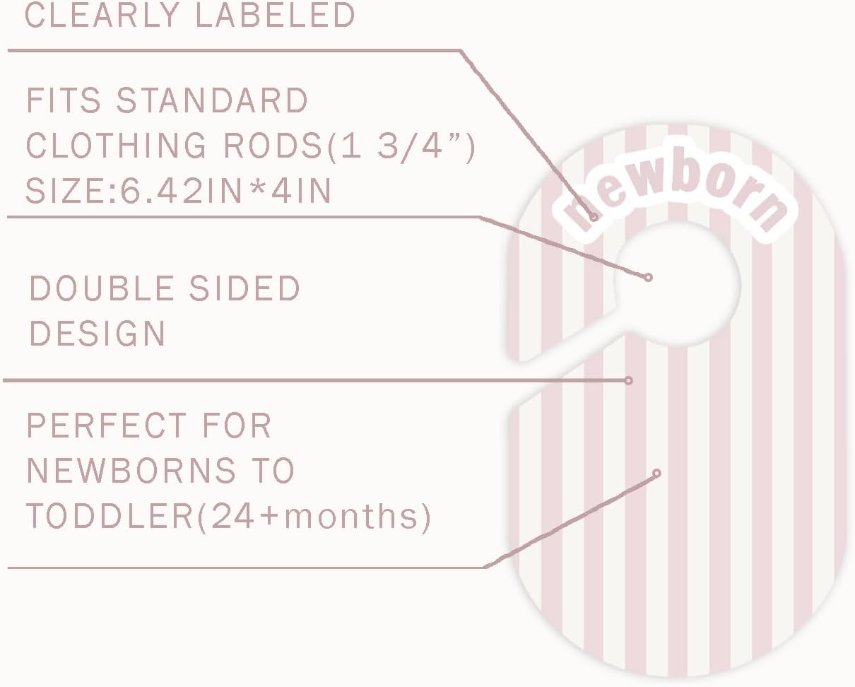 8 Pack Baby Closet Dividers – Pure Green Nursery Organizer for Baby Clothes 0-24 Months, Closet Size Markers, Baby Clothing Organizer for Nursery (pale pink)
