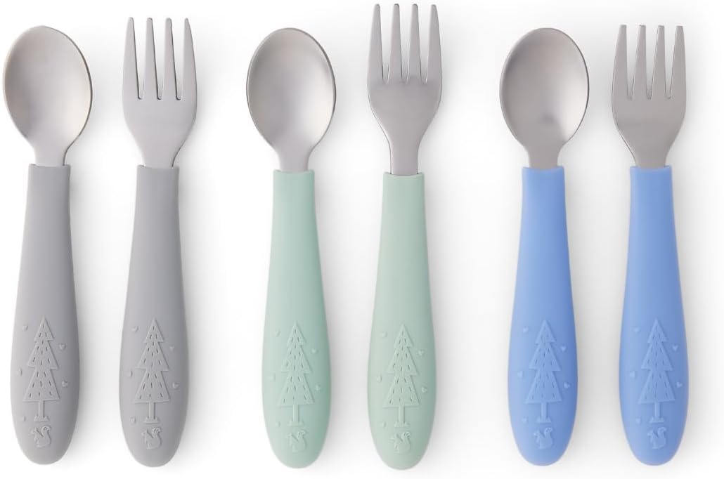 Elk and Friends Baby/Toddler Silverware with Silicone Handles | 6pcs