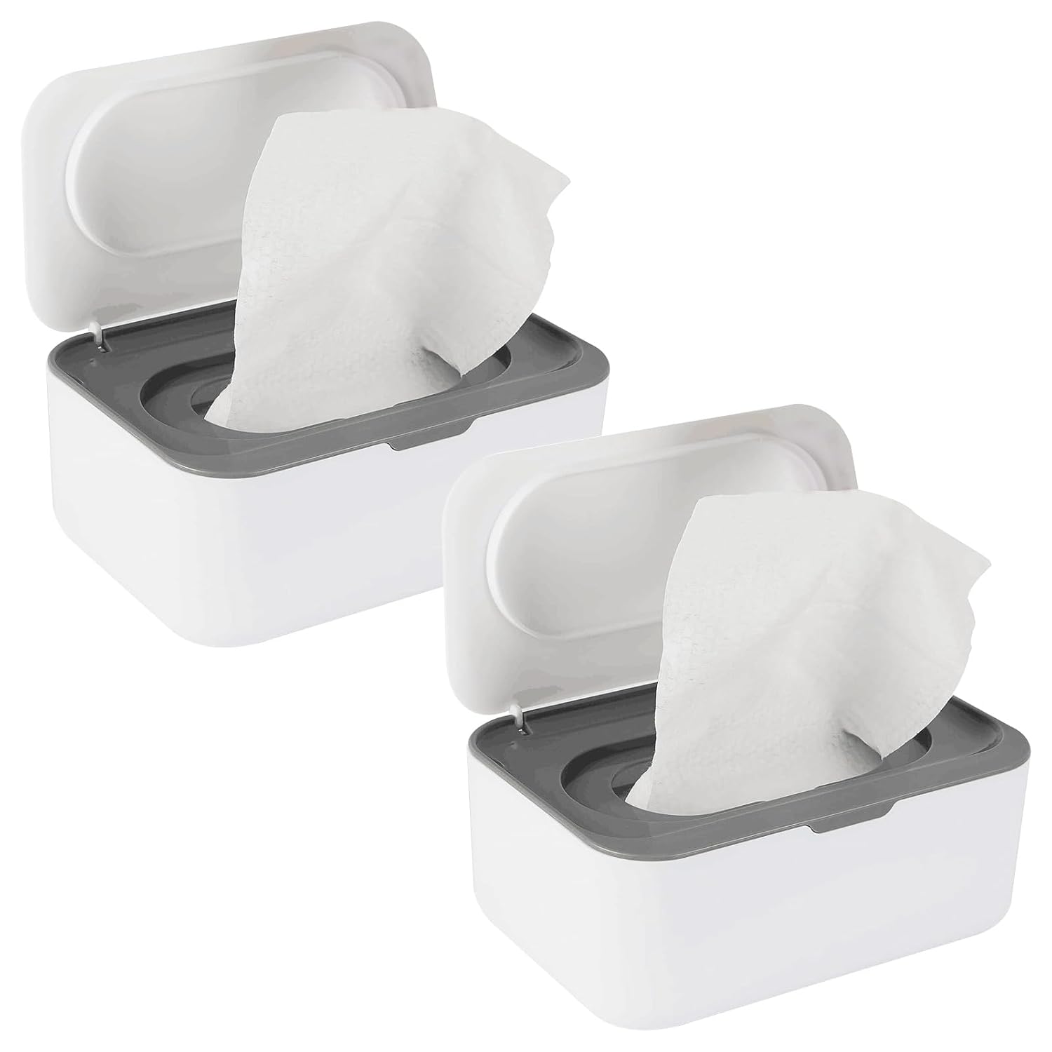 Flenpptly 2 Pack Baby Wipes Dispenser, Wipes Case Baby Wipe Holder, Gray