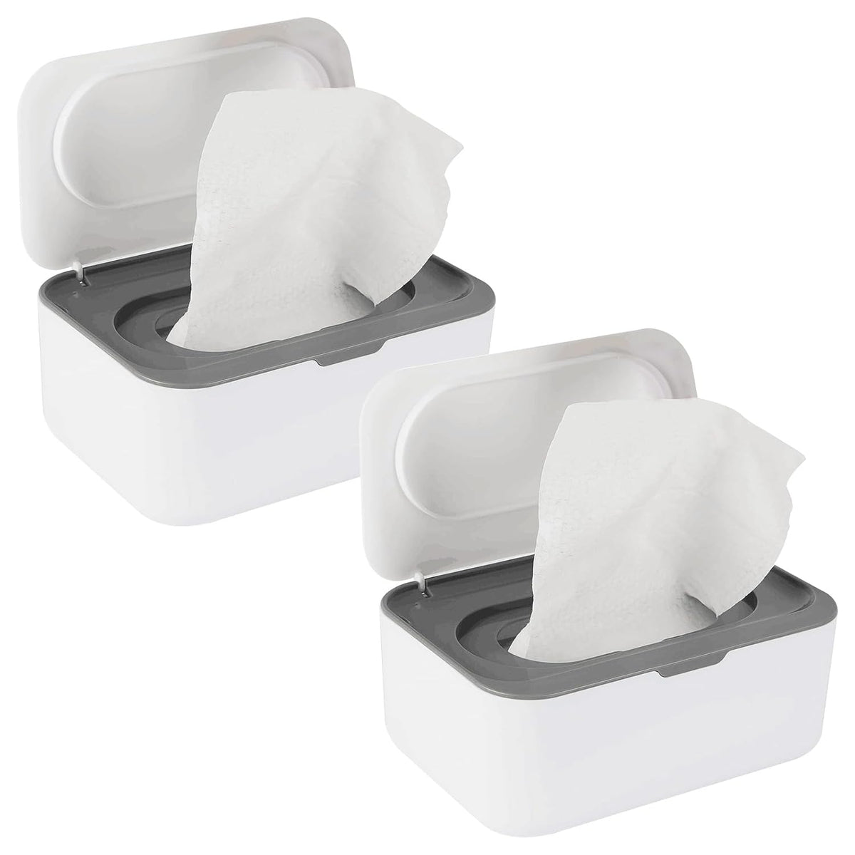 Flenpptly 2 Pack Baby Wipes Dispenser, Wipes Case Baby Wipe Holder, Gray