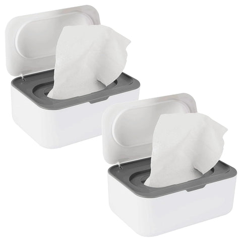 Flenpptly 2 Pack Baby Wipes Dispenser, Wipes Case Baby Wipe Holder, Gray