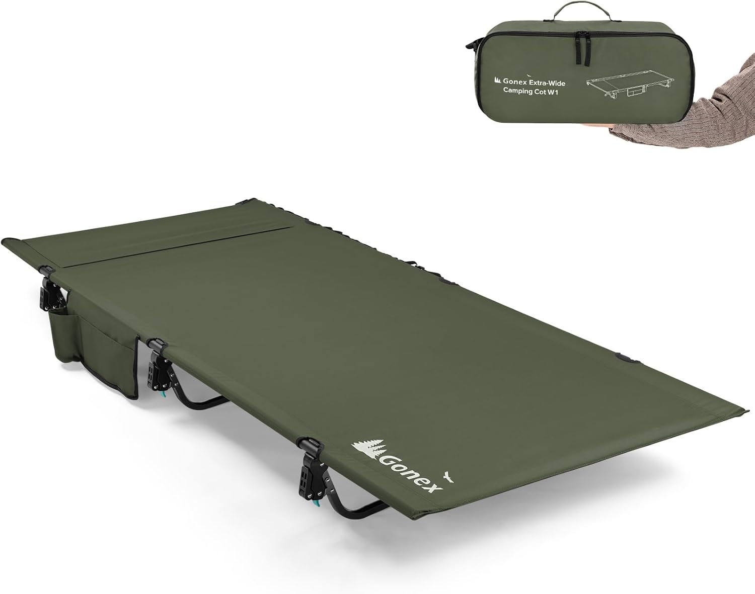 Gonex 31" Wide Camping Cot Lightweight Folding Portable Camp Cot for Adult