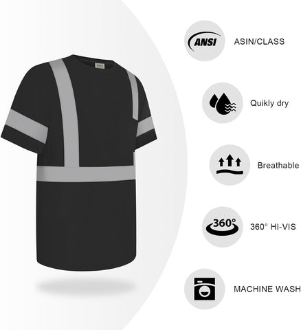 TCCFCCT High Visibility Shirts for Men Construction Shirts, DC-Black 3XL