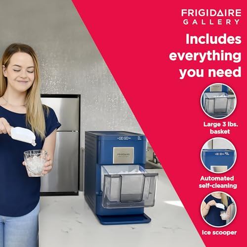 FRIGIDAIRE Gallery EFIC255 Countertop Crunchy Chewable Nugget Ice Maker, 44lbs per Day, Auto Self Cleaning, 2.0 Gen, Navy