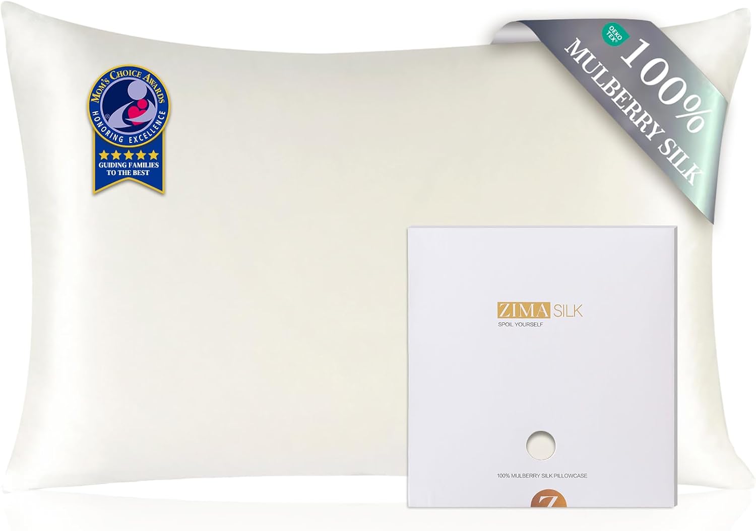 ZIMASILK 100% Pure Mulberry Silk Pillow Cases for Hair and Skin, Queen