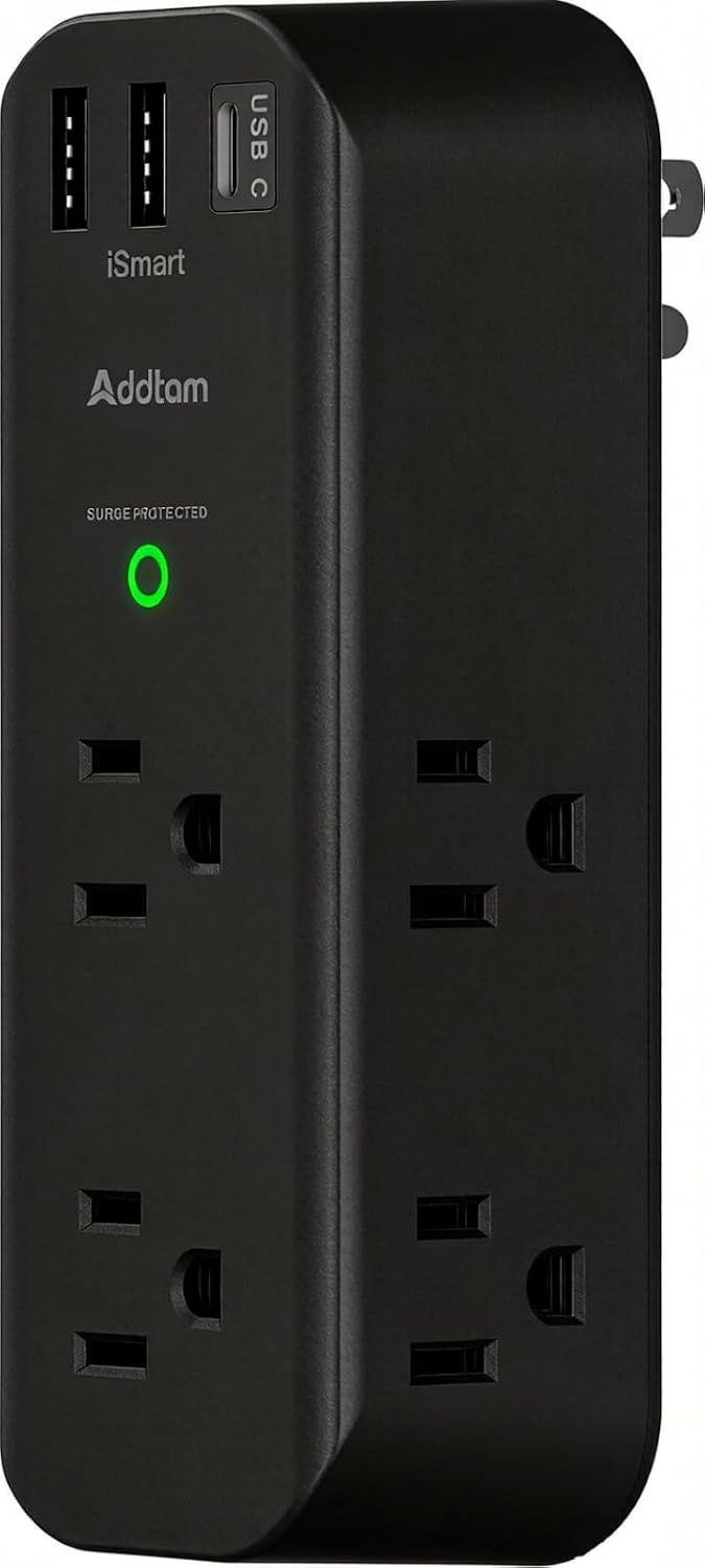 Addtam Surge Protector Outlet Extender with Rotating Plug