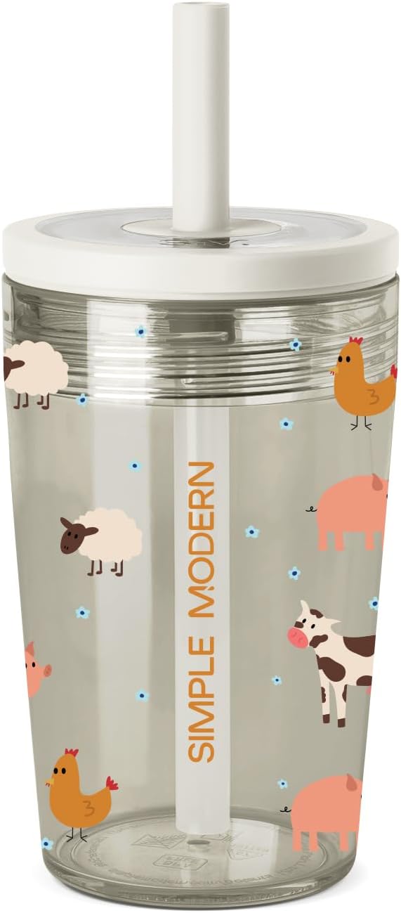 Simple Modern Toddler Tumbler with Straw | 12oz Cute Kids Cup, Farm Animals