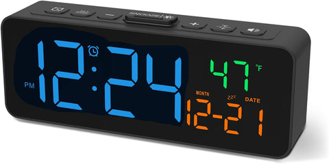 Netzu 3-in-1 Digital Clocks for Living Room, Small & Compact Alarm Clock