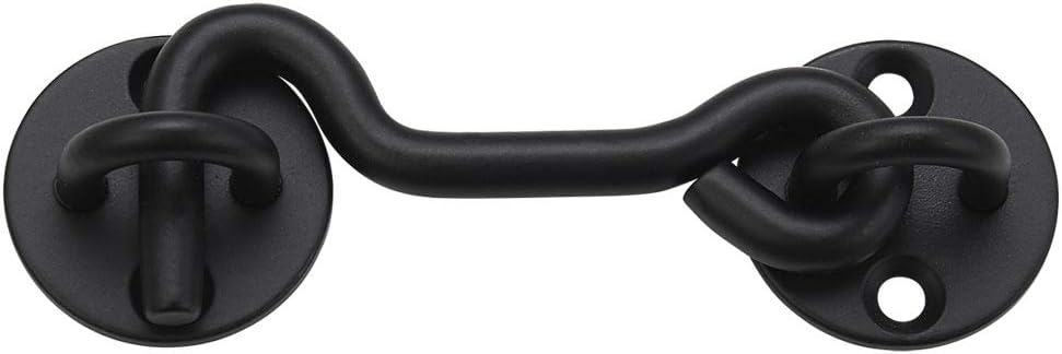 Raswik 5 Pack 4" Hook and Eye Gate Latch, Heavy Duty Barn Door Lock, Black