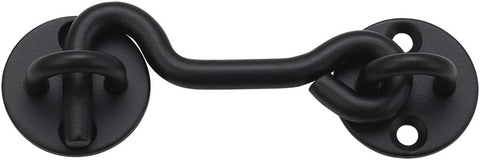 Raswik 5 Pack 4" Hook and Eye Gate Latch, Heavy Duty Barn Door Lock, Black