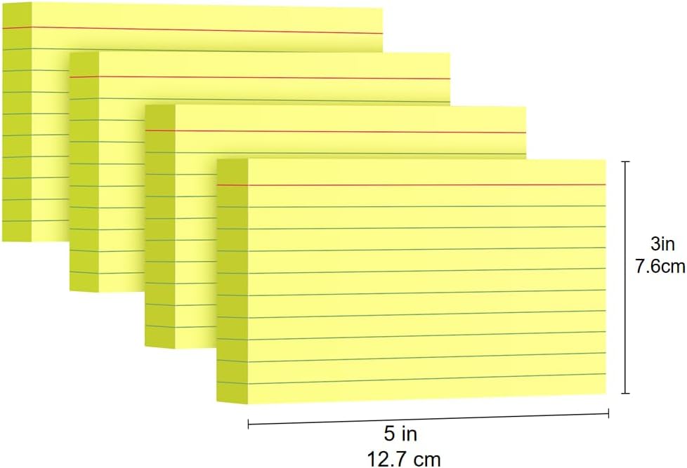 Yellow Index Cards 3x5, 200 Count,180gsm Heavy Flash Cards for Studying