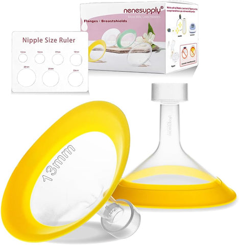 Nenesupply 13mm Oval Flanges Compatible with Medela Breast Pump Parts Replace Medela Flange Accessories. Work with Pump in Style Parts Symphony Parts Swing Maxi Harmony and Personalfit Flex