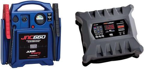 Clore Automotive Jump-N-Carry JNC660 1700 Peak Amp 12 Volt Jump Starter & PL2310 10-Amp Fully-Automatic Smart Charger, 6V and 12V Battery Charger, Battery Maintainer
