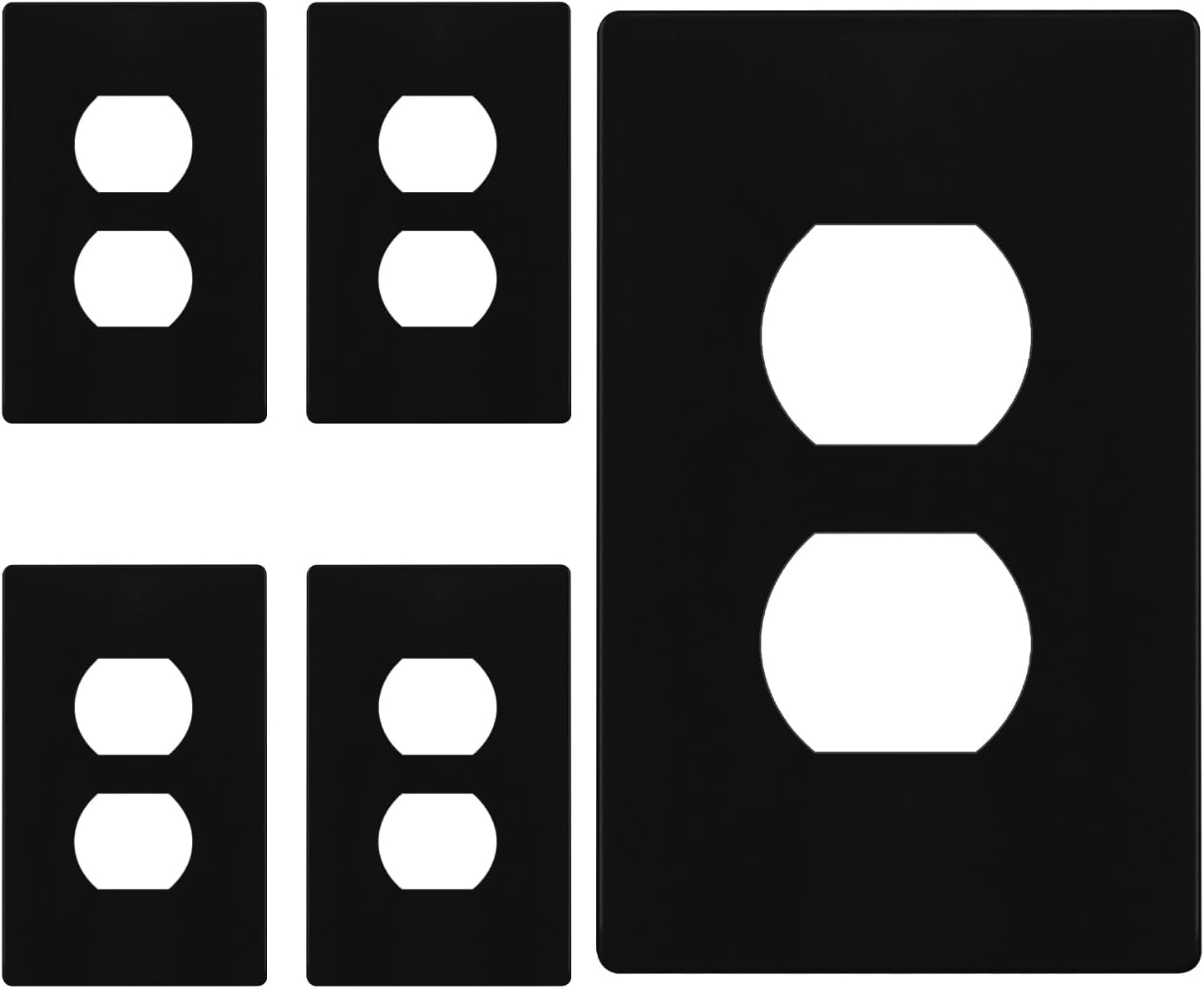 ENERLITES 5 Pack Screwless Duplex Outlet Covers Wall Plate, 1-Gang, Black