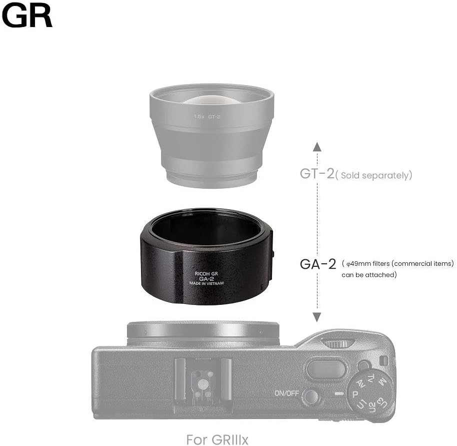 RICOH Lens Adapter GA-2 for RICOH GR IIIx [ Used When The Tele-Conversion Lens GT-2 is Attached] [GT-2 is Automatically Detected, Cropped, and Image stabilization is Optimized. ]