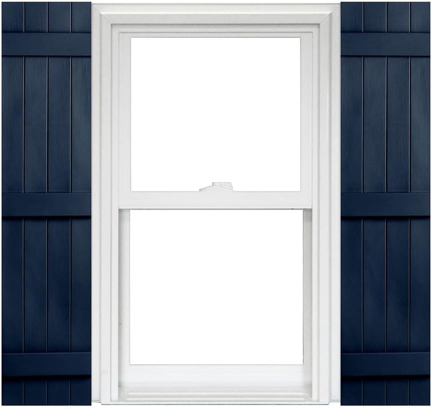 Polaris Homeside 4 Board and Batten Joined Vinyl Shutters (1 Pair) 14-1/2in. x 55in. - 610 Indigo Blue