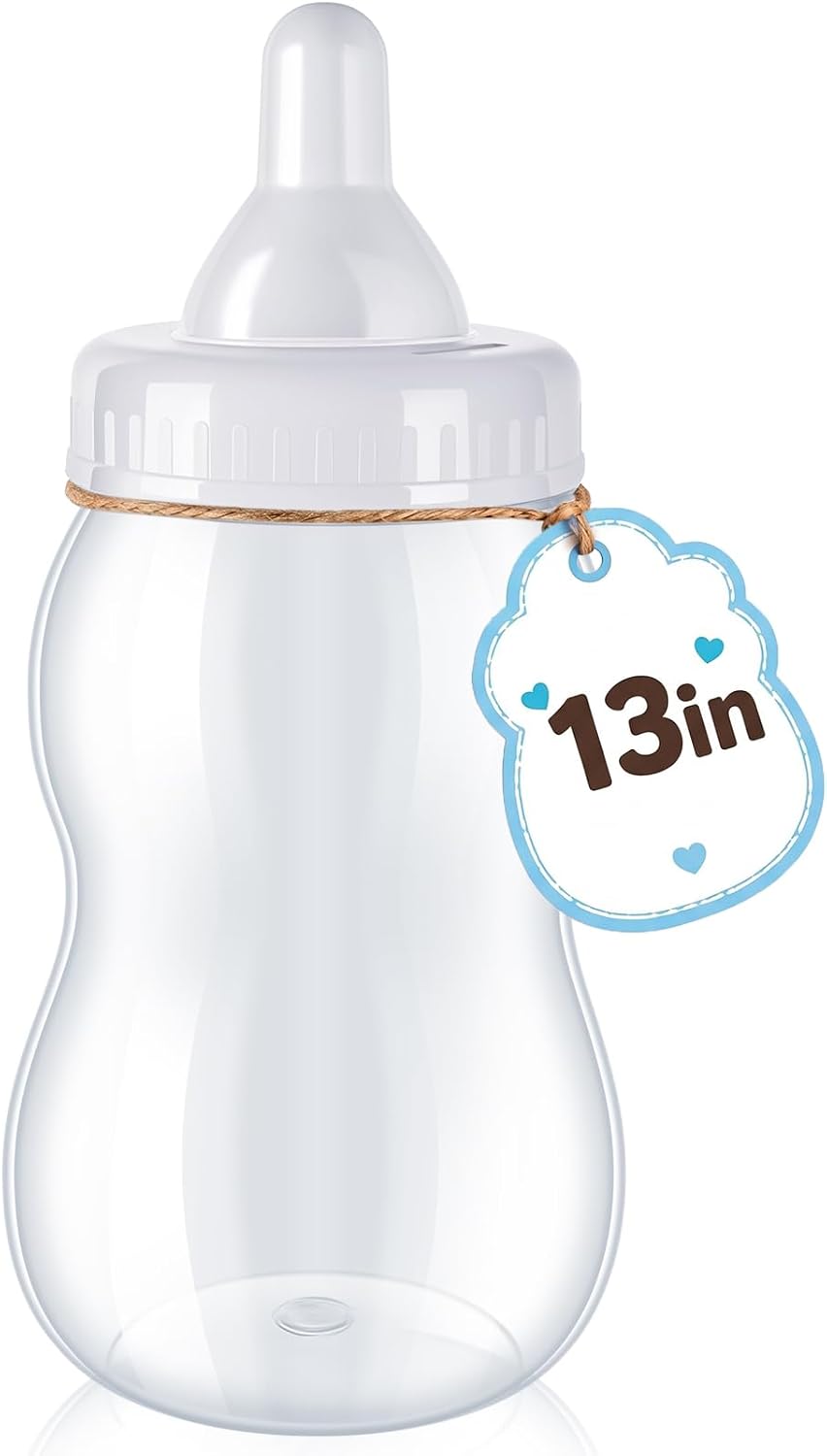 Tessco for you 2 Pcs 13in Jumbo Baby Bottle Bank Baby Shower, White