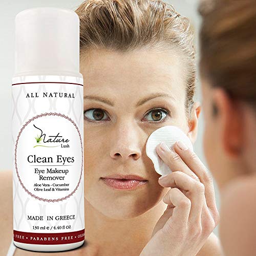 Nature Lush The Best Natural Eye & Face Makeup Remover - Oil Free - Rich Vitamins - Non Irritating – No Hazardous Chemicals - “Clean Eyes Made In Greece 4.4 oz