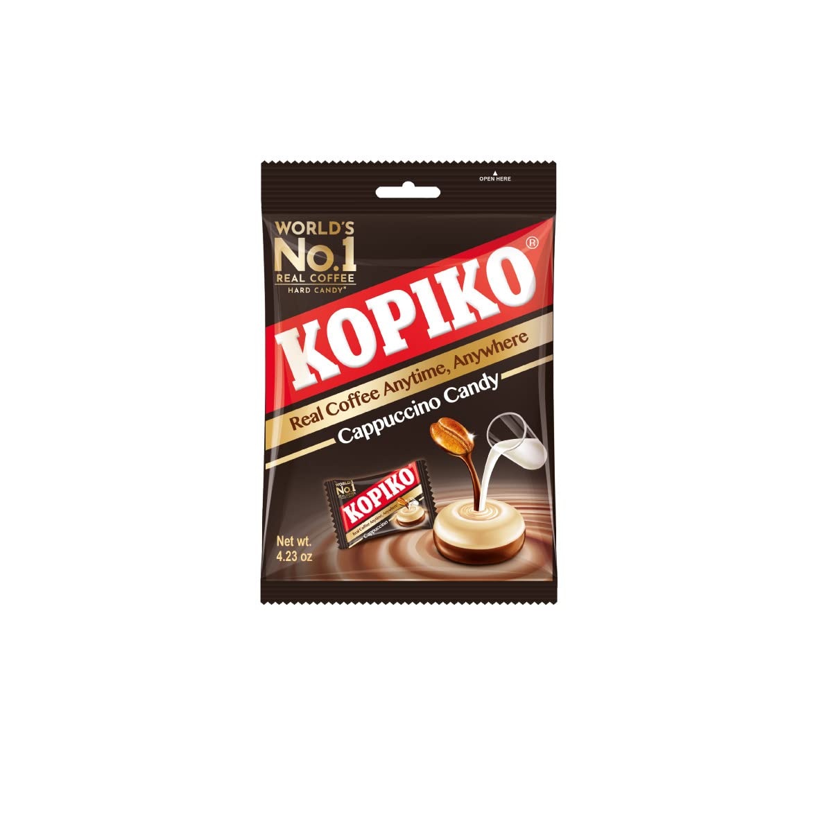 Kopiko Cappuccino Candy – Bold-Tasty Hard Candy from Indonesia with Real Coffee Extract – A Satisfying Boost for On-the-Go Energy (4.23oz)