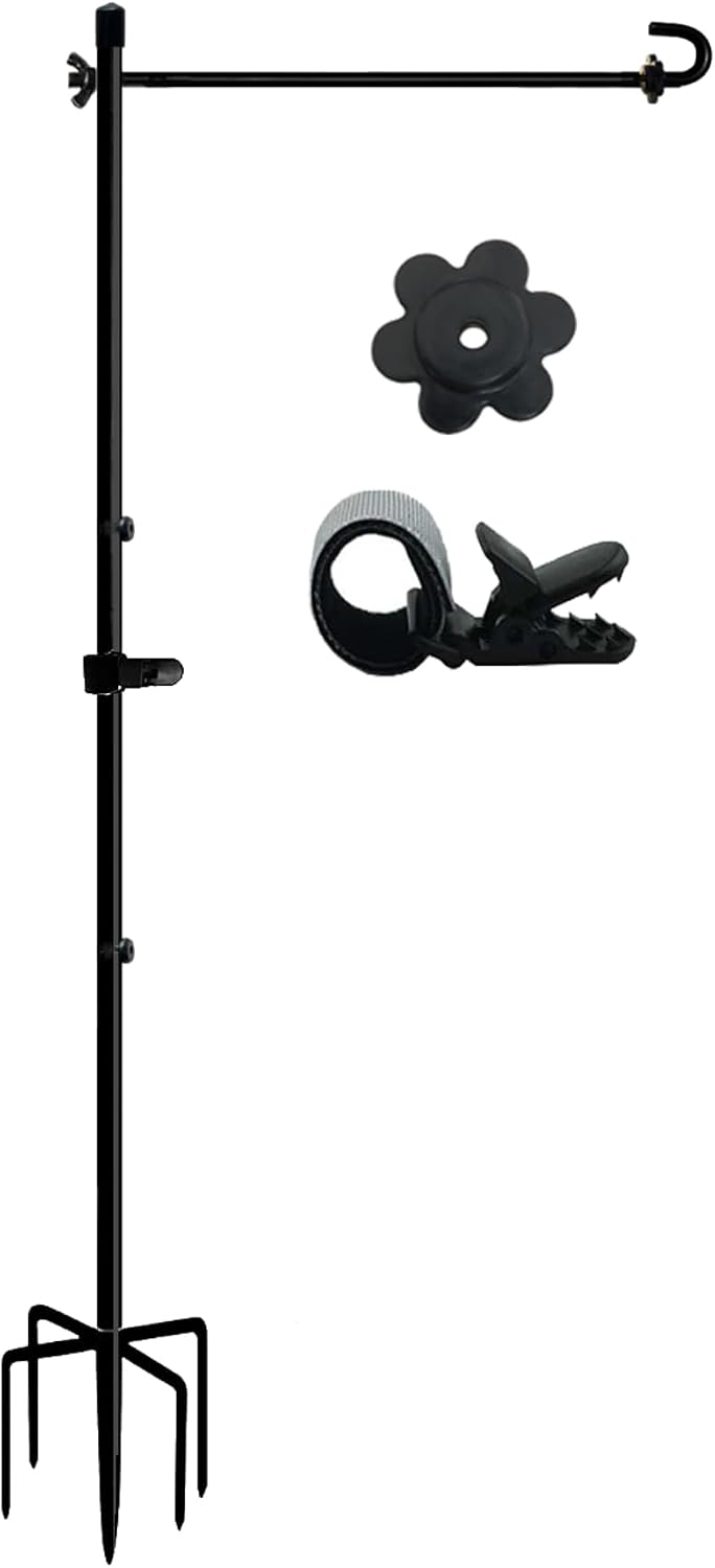 LCCBRO Garden Flag Stand No Spin for Outside 12 x 18 Flag Heavy Duty, Small Flag Holders for Yard and Garden, Flagpole Holder with 5 Prong Base Sturdy