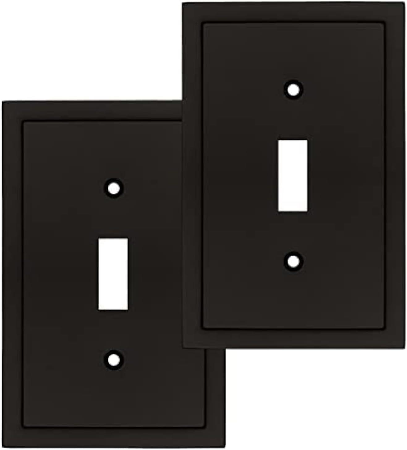 Henne Bery Modern Edge Decorative Wall Plate Switch Plate Outlet Cover, Durable Solid Zinc Alloy (Single Toggle 2PK, Matte Black)