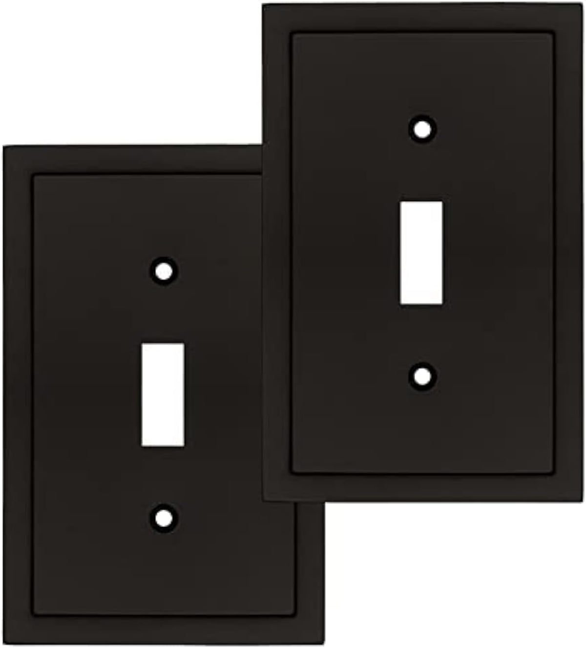 Henne Bery Modern Edge Decorative Wall Plate Switch Plate Outlet Cover, Durable Solid Zinc Alloy (Single Toggle 2PK, Matte Black)