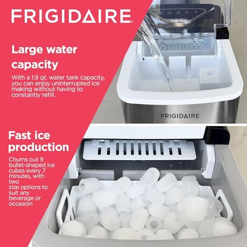 Frigidaire EFIC123-SS Counter Top Maker, Produces 26 pounds Ice per Day, Stainless Steel, Stainless