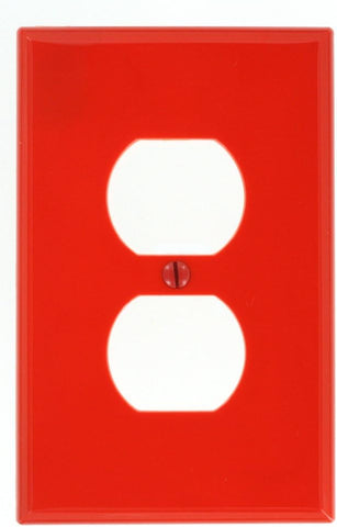 Leviton 1-Gang 1-Duplex, Midway Size Wallplate, Hot Stamped Isolated Ground, Orange, 1 Pack, PJ8-IG, Orange