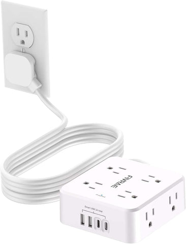 10Ft Extension Cord with Multiple Outlets, 8 Outlets and 4 USB Ports