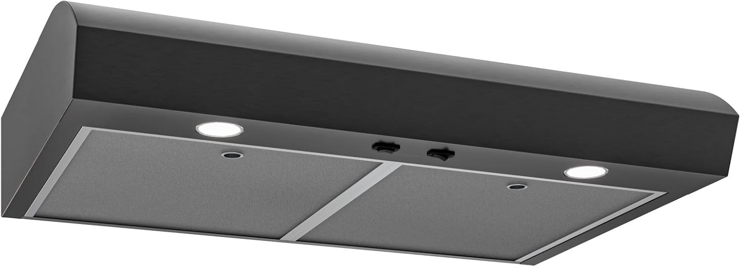 Broan-NuTone 30-Inch Under Cabinet Range Hood, ENERGY STAR, 350 Max Blower CFM, Black Stainless Steel