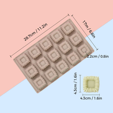 Cube Cake Silicone Mold - 1.6" x 1.6" x 0.8" 15-Cavity 3D Square Mini Mousse Cake Baking Mold, French Dessert Molds for Chocolate, Jello, Brownie Bites, Ice Cream Cube