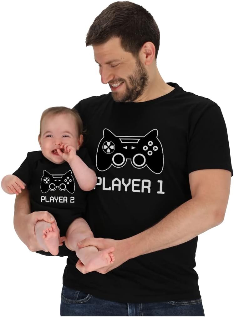 Tstars Gamer Daddy and Me Matching Set Player 1 2 Tee Baby Bodysuit