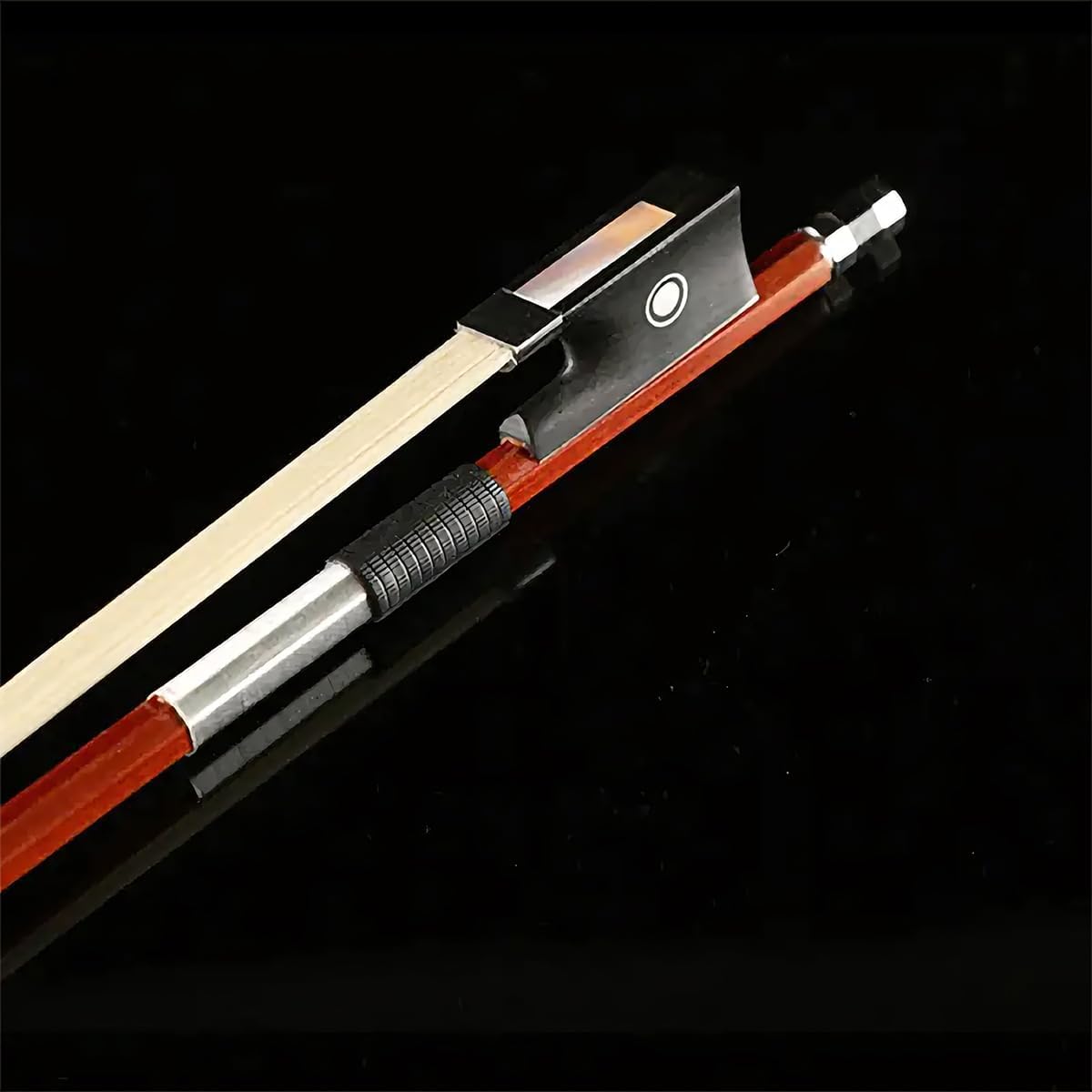 AMZZ Professional 1/2 Violin Bow – Brazilwood, Ebony Frog, White Horsehair, Handmade & Balanced for Students & Advanced Players
