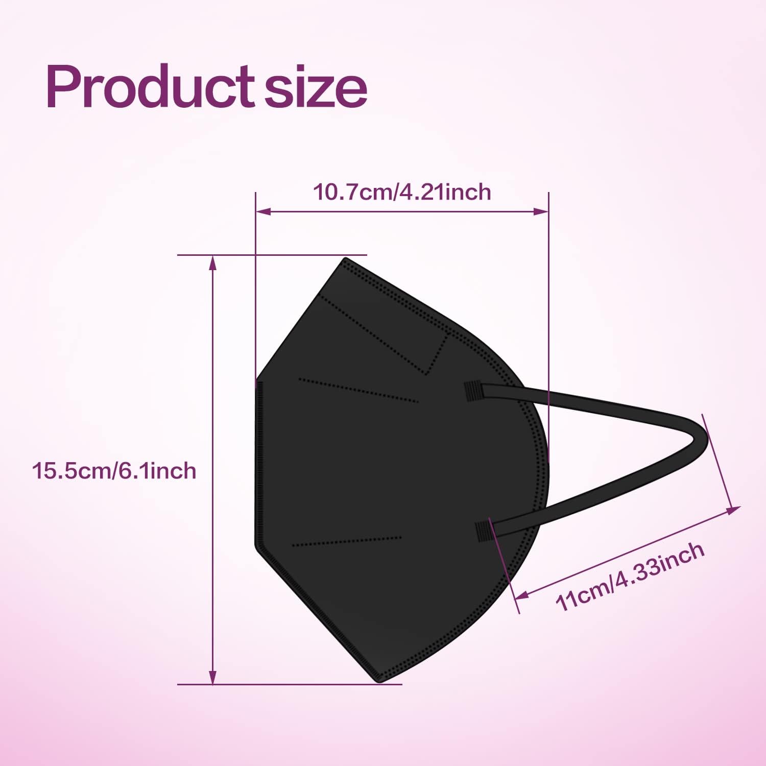 Miuphro KN95 Face Mask 25 Pack, 5-Layers Breathable KN95 Masks