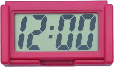 Shudyear Small Digital Clock， with Jumbo LCD Time & Day Display，Mini Automotive Small Digital Clock Battery Operated for Desktop Nightstand Pocket Car Truck Dashboard & Air Vent (6, White)