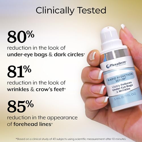 Plexaderm Rapid Reduction Eye Serum - Advanced Formula Anti Aging Visibly Reduces Under-Eye Bags, Wrinkles, Dark Circles, Fine Lines & Crow's Feet Instantly Instant Wrinkle Remover for Face