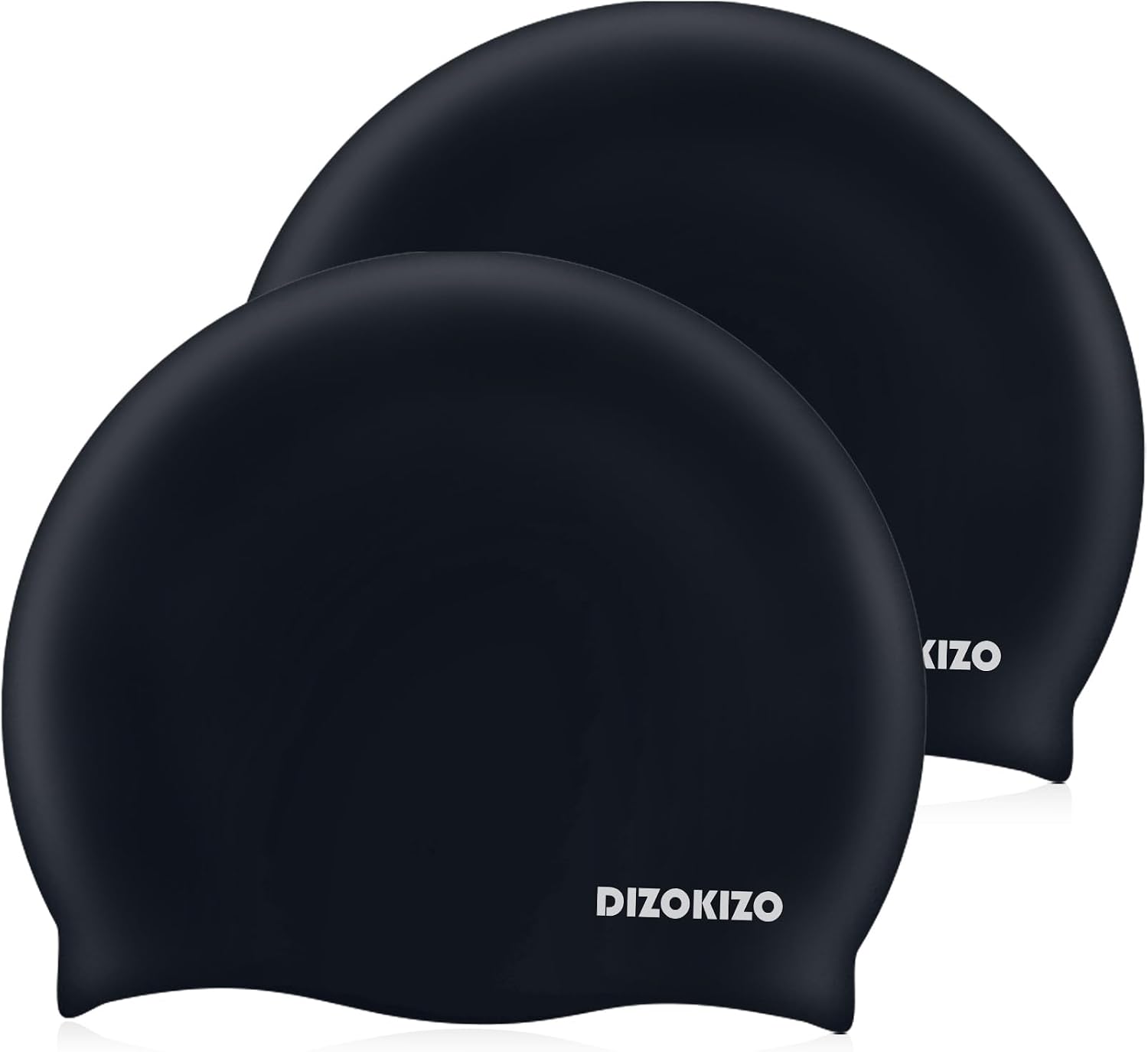 2pcs High Elasticity Silicone Swim Cap for Women and Men, Comfortable Non-Slip Swimming Caps for Long and Short Hair, Durable Waterproof Swim Hats for Adults, Keep Hair Dry