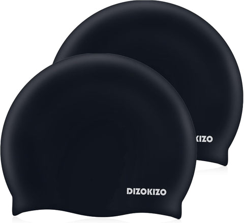 2pcs High Elasticity Silicone Swim Cap for Women and Men, Comfortable Non-Slip Swimming Caps for Long and Short Hair, Durable Waterproof Swim Hats for Adults, Keep Hair Dry