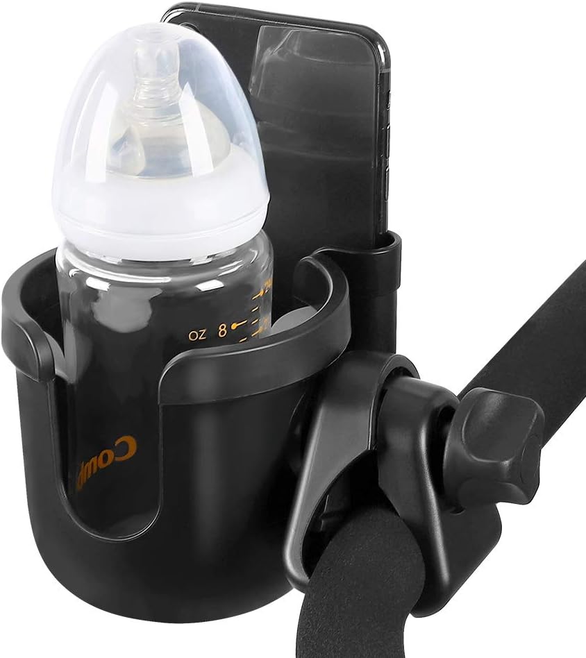 Accmor Stroller Cup Holder with Phone Holder, Bike Cup Holder, Universal Cup Holder for Uppababy Nuna Strollers, 2-in-1 Drinks Holder for Walker, Wheelchair, Scooter