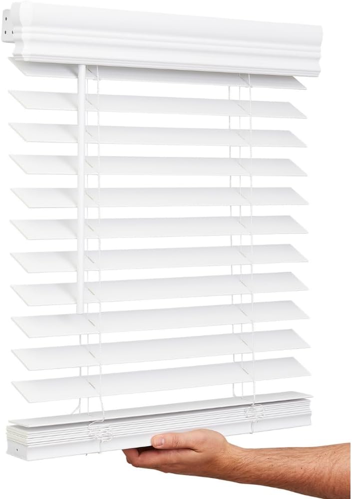 Lotus & Windoware 2" Faux Wood Cordless Blind, 30" x 48", Bright White