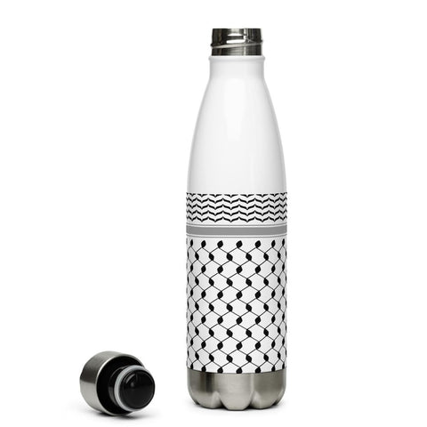 Generic Kufiyeh Bottle, Kefiyeh Stainless Steel Water Bottle, Kuffiyeh Palestine Black and White, 17 Ounce