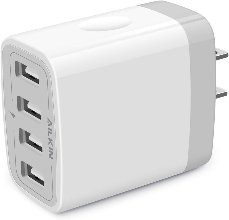 USB Charger Cube, Wall Charger Plug, AILKIN 4.8A 4-Muti Port USB Adapter