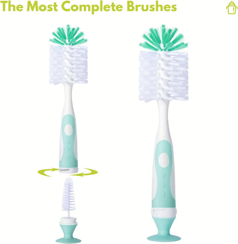 Pink Baby Bottle Brush 2-Pack, Suction Base & Hidden Cleaner